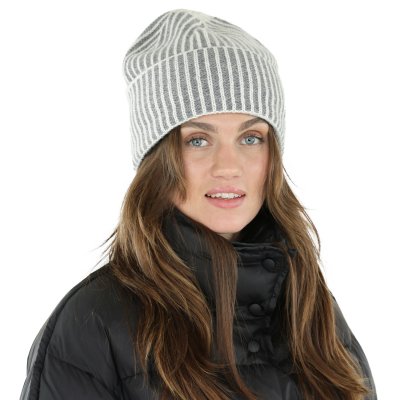 Muts - Gårda Megève Striped Cashmere Mix Beanie (grijs/wit)