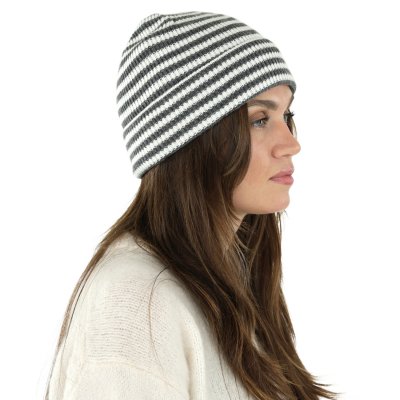 Muts - Gårda Saint-Gervais Striped Wool Mix Beanie (donkergrijs/wit)
