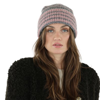 Muts - Gårda Verbier Striped Wool Mix Beanie (grijs/roze)