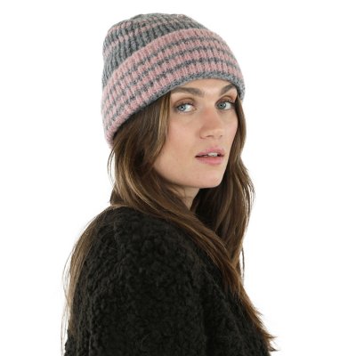 Muts - Gårda Verbier Striped Wool Mix Beanie (grijs/roze)