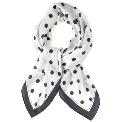 Sjaaltje - Gårda Polka Dot Satin Scarf (wit)