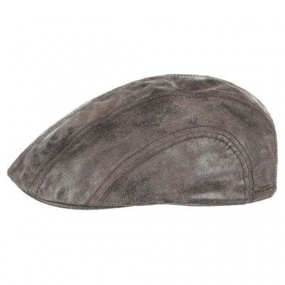 Flat cap - Stetson Madison Leather Flat Cap (bruin)