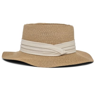 Stro hoed - Gårda Corfu Gambler (kaki/roze)