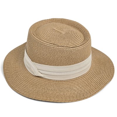 Stro hoed - Gårda Corfu Gambler (kaki/roze)