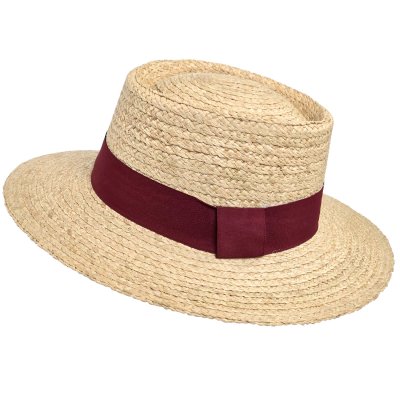 Stro hoed - Gårda Palma Gambler (naturel/rood)