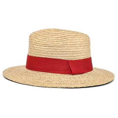Stro hoed - Gårda Positano Fedora (naturel/rood)