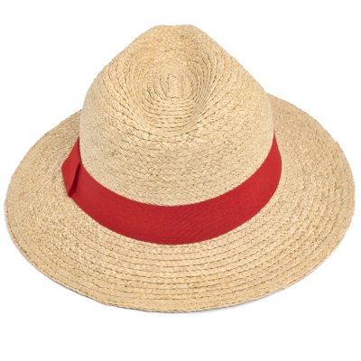 Stro hoed - Gårda Positano Fedora (naturel/rood)
