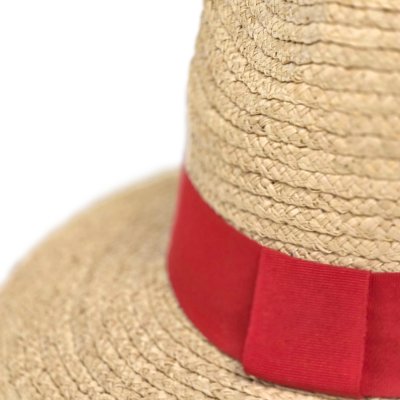 Stro hoed - Gårda Positano Fedora (naturel/rood)