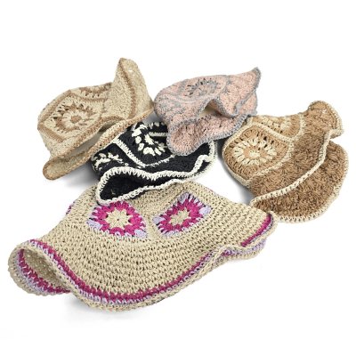 Stro hoed - Gårda Rhodes Bucket hat (zwart)