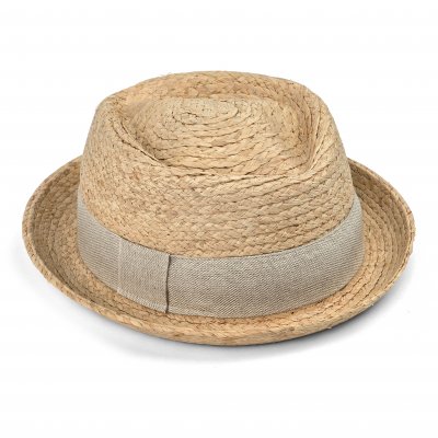 Stro hoed - Gårda Serreta Raffia Trilby (licht naturel/lichtgrijs)