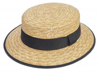 Hoeden - Gårda Verona Boater Black Band (naturel)
