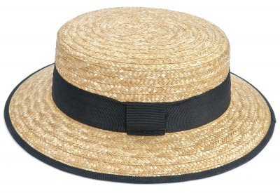 Hoeden - Gårda Verona Boater Black Band (naturel)