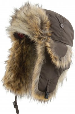 Pilotenmuts - MJM Ladies Trapper Hat Taslan with Faux Fur (Bruin)